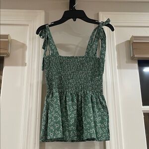 Green Floral Smocked Top